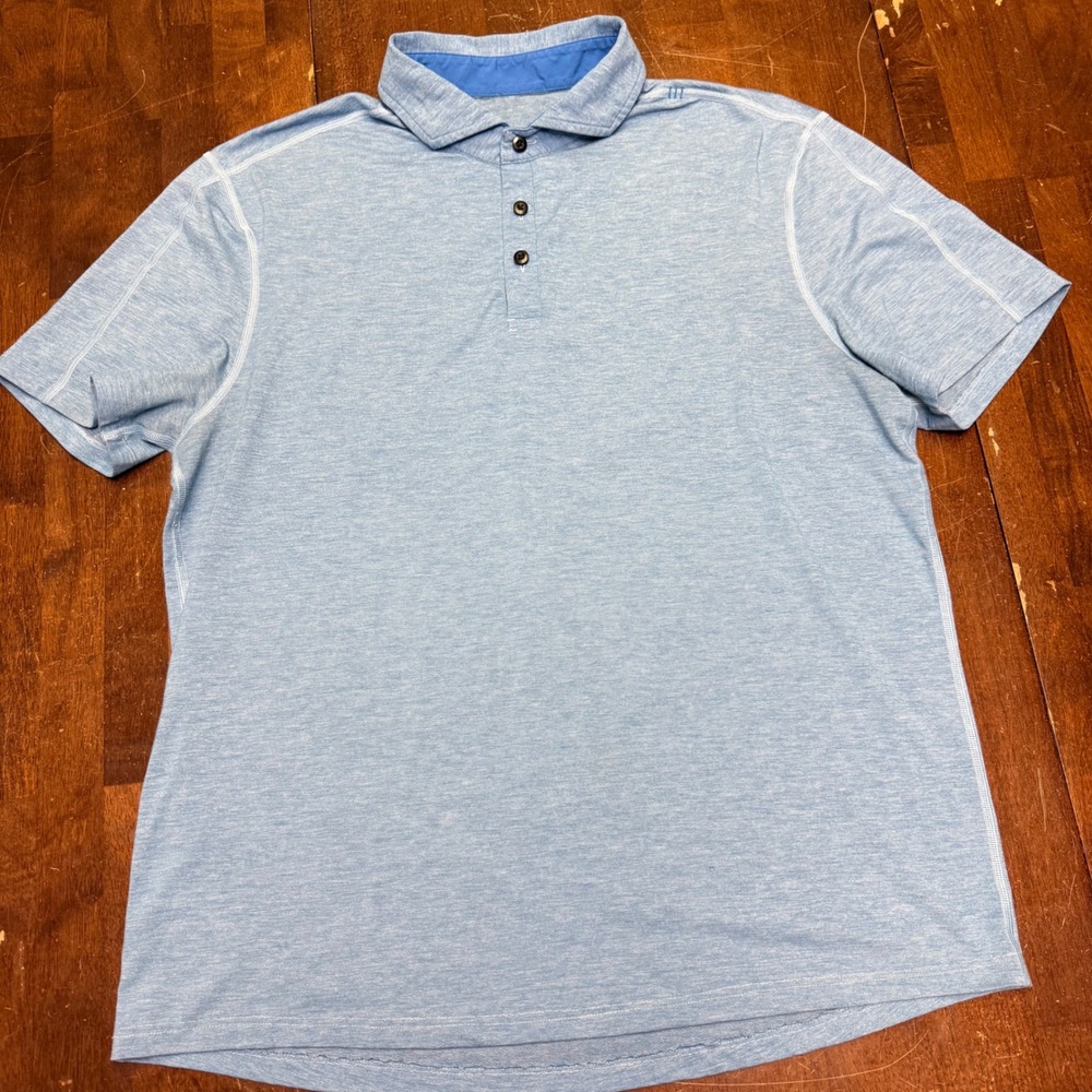 Lululemon Polo Shirt Mens Large Blue Evolution Short Sleeve Technical Golf Top